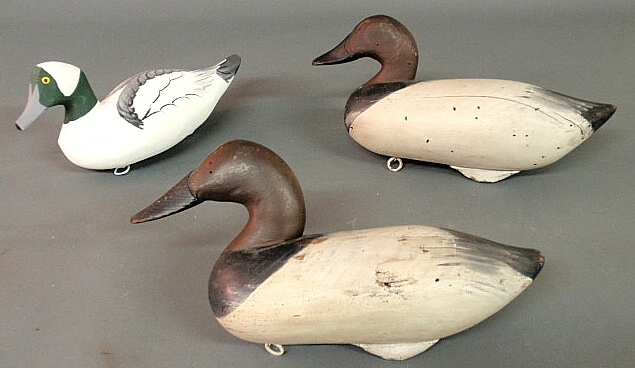 Pair of carved canvasback duck