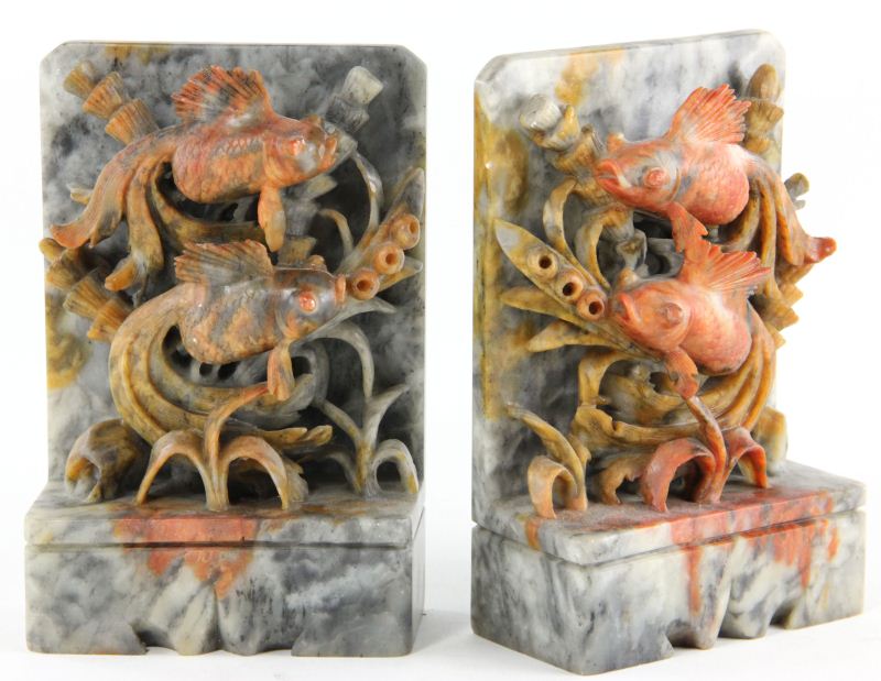 Pair of Carved Chinese Hardstone