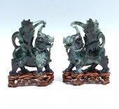 PAIR OF CARVED CHINESE JADE CH