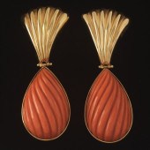 PAIR OF CARVED CORAL EARRINGS