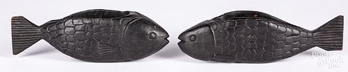 PAIR OF CARVED FISH PLANTERSPair of