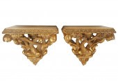 PAIR OF CARVED GILTWOOD DOLPHI