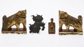 PAIR OF CARVED GILTWOOD FU DOG