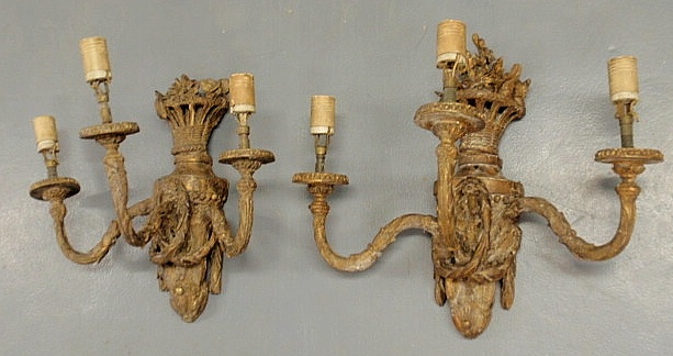 Pair of carved giltwood sconces