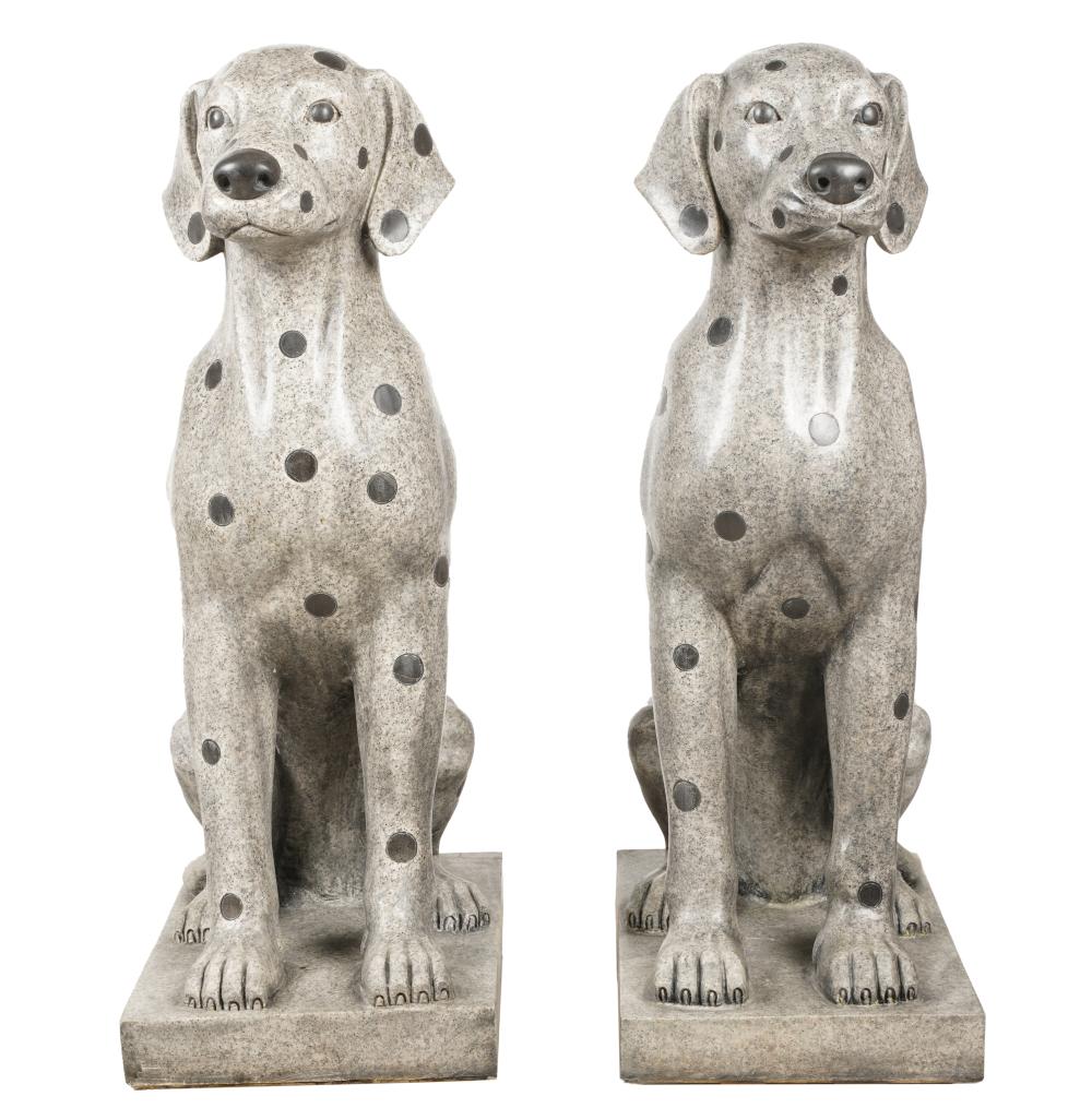 PAIR OF CARVED GRANITE DALMATIAN