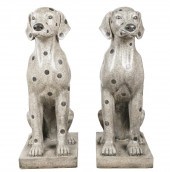 PAIR OF CARVED GRANITE DALMATI