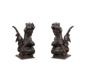 PAIR OF CARVED GRIFFIN ARCHITE