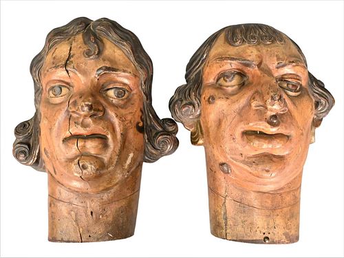 PAIR OF CARVED GROTESQUE