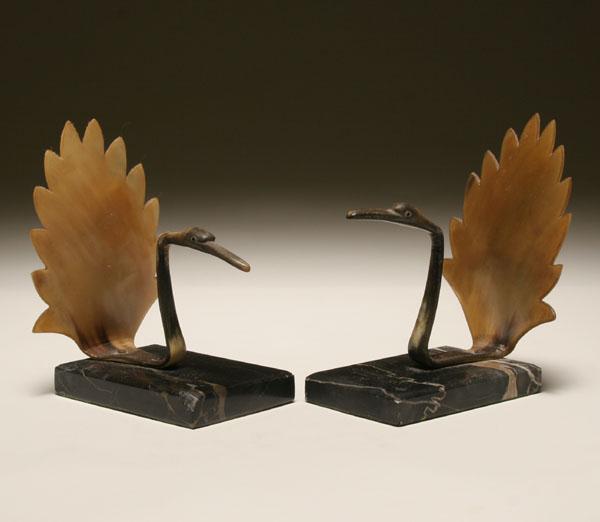 Pair of carved horn bookends in the