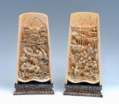 PAIR OF CARVED IVORY CHINESE W