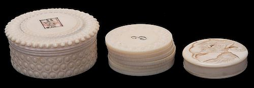 PAIR OF CARVED IVORY WHIST