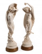 PAIR OF CARVED MARBLE FIGURES