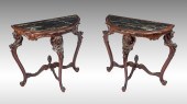 PAIR OF CARVED MARBLE TOP FIGU