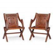PAIR OF CARVED OAK GLASTONBURY