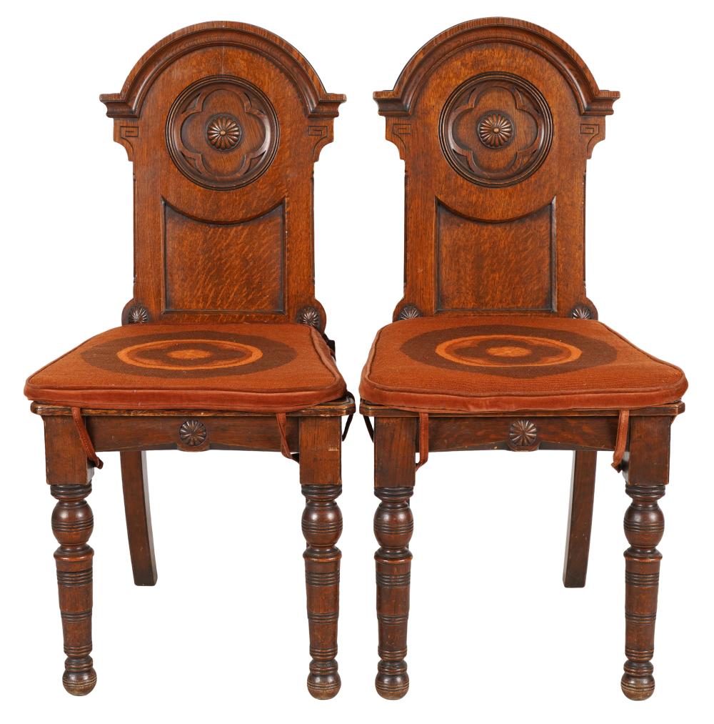 PAIR OF CARVED OAK SIDE