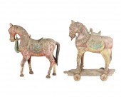 PAIR OF CARVED & PAINTED HORSE