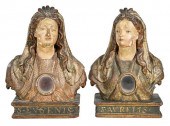 PAIR OF CARVED POLYCHROME PORT