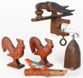 PAIR OF CARVED ROOSTERS, LATE