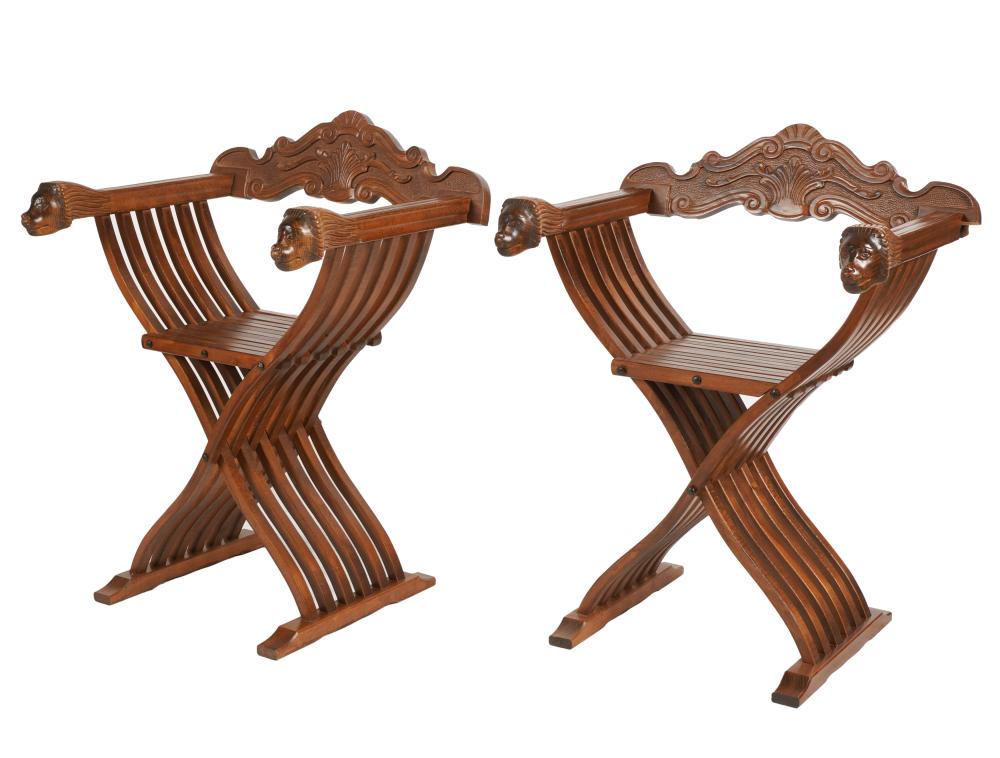 PAIR OF CARVED SAVONAROLA