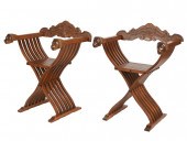 PAIR OF CARVED SAVONAROLA CHAI