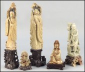PAIR OF CARVED SOAPSTONE FIGUR