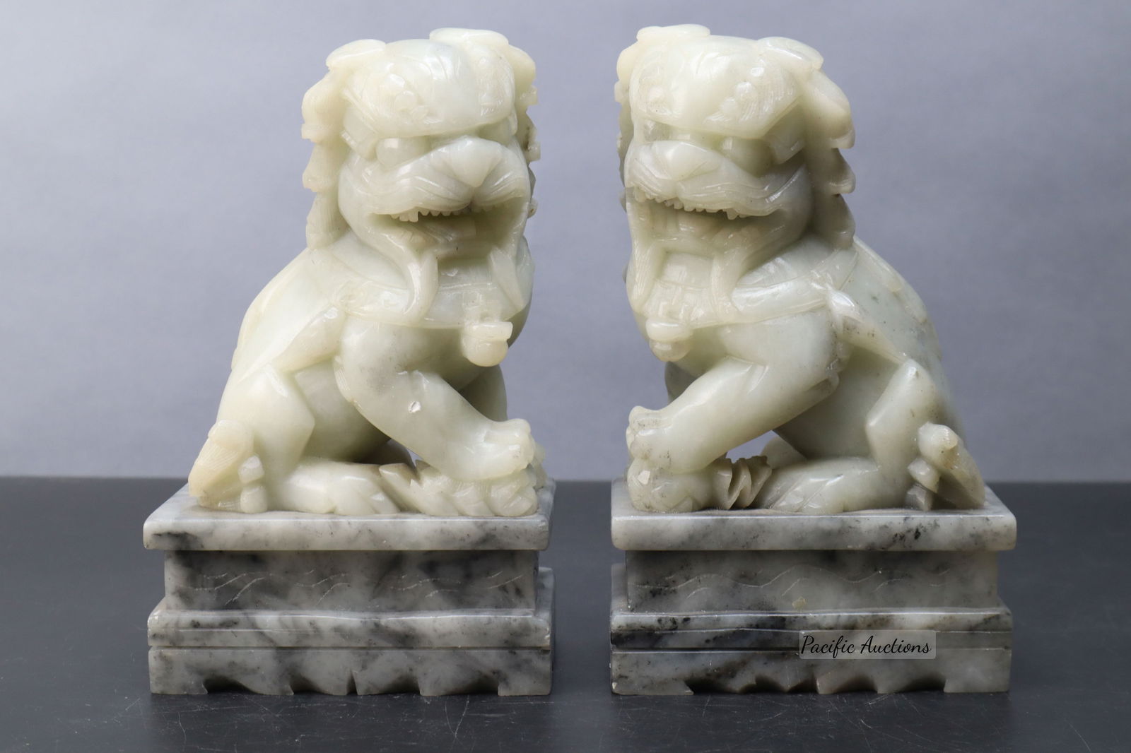 PAIR OF CARVED SOAPSTONE FOO DOG'S,