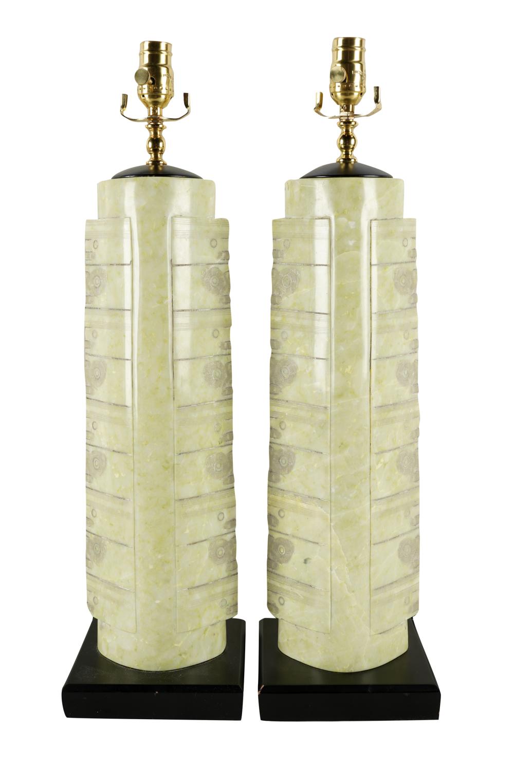 PAIR OF CARVED STONE TABLE