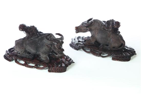 PAIR OF CARVED WATER BUFFALO. 