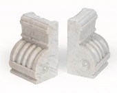PAIR OF CARVED WHITE MARBLE AR