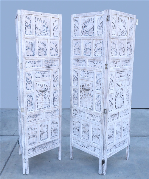 Pair of carved wood and white