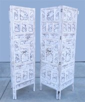 Pair of carved wood and white