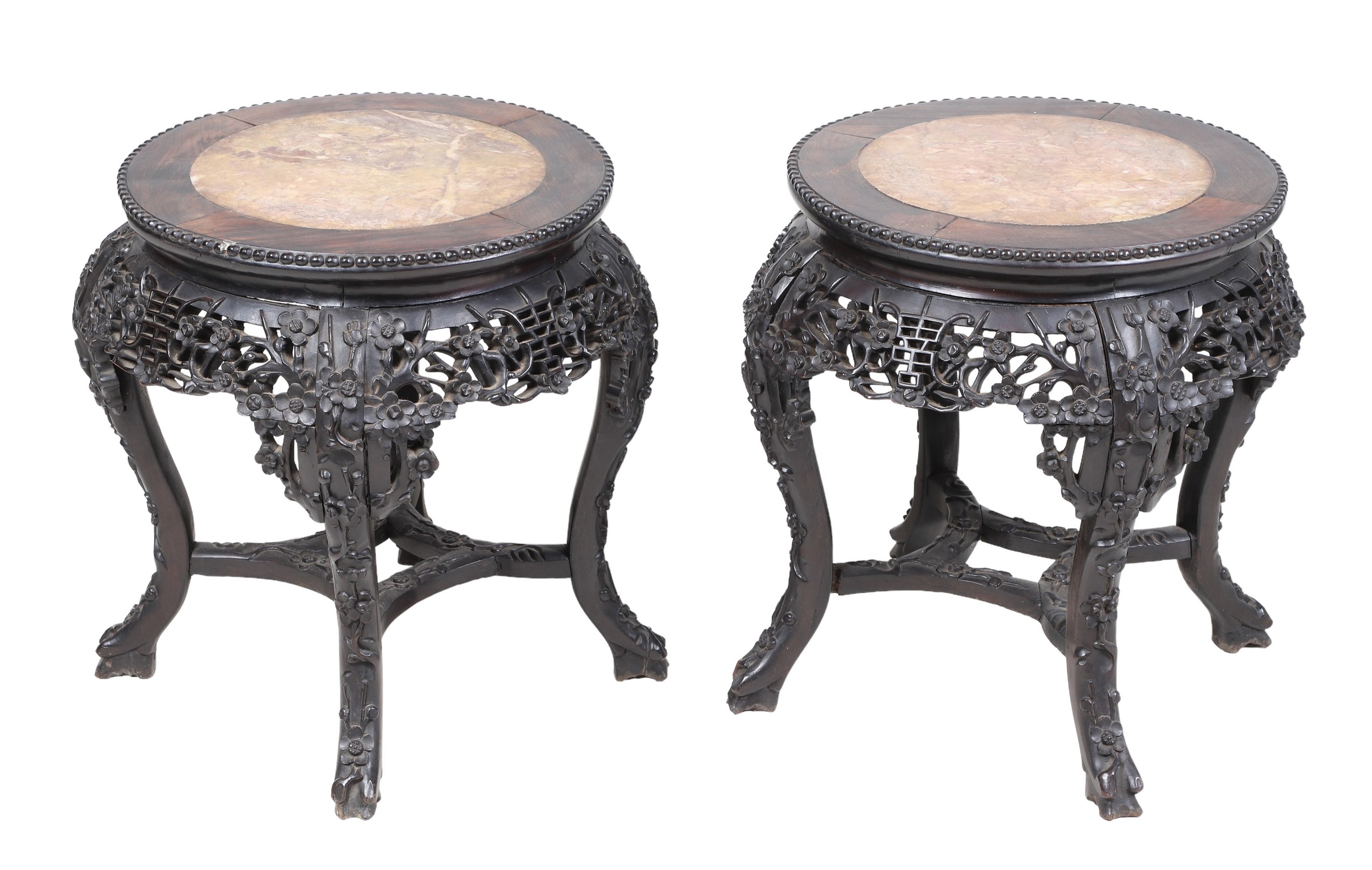 Pair of carved wood Chinese