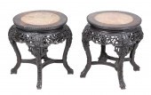 Pair of carved wood Chinese st