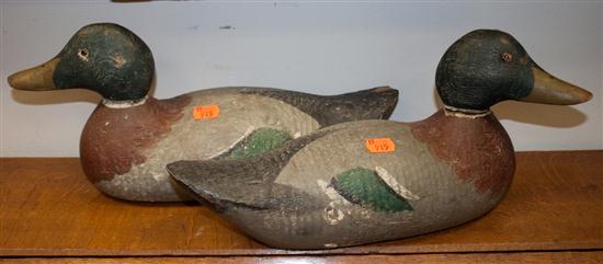 Pair of carved wood duck decoys