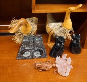 PAIR OF CARVED WOOD DUCK FIGUR