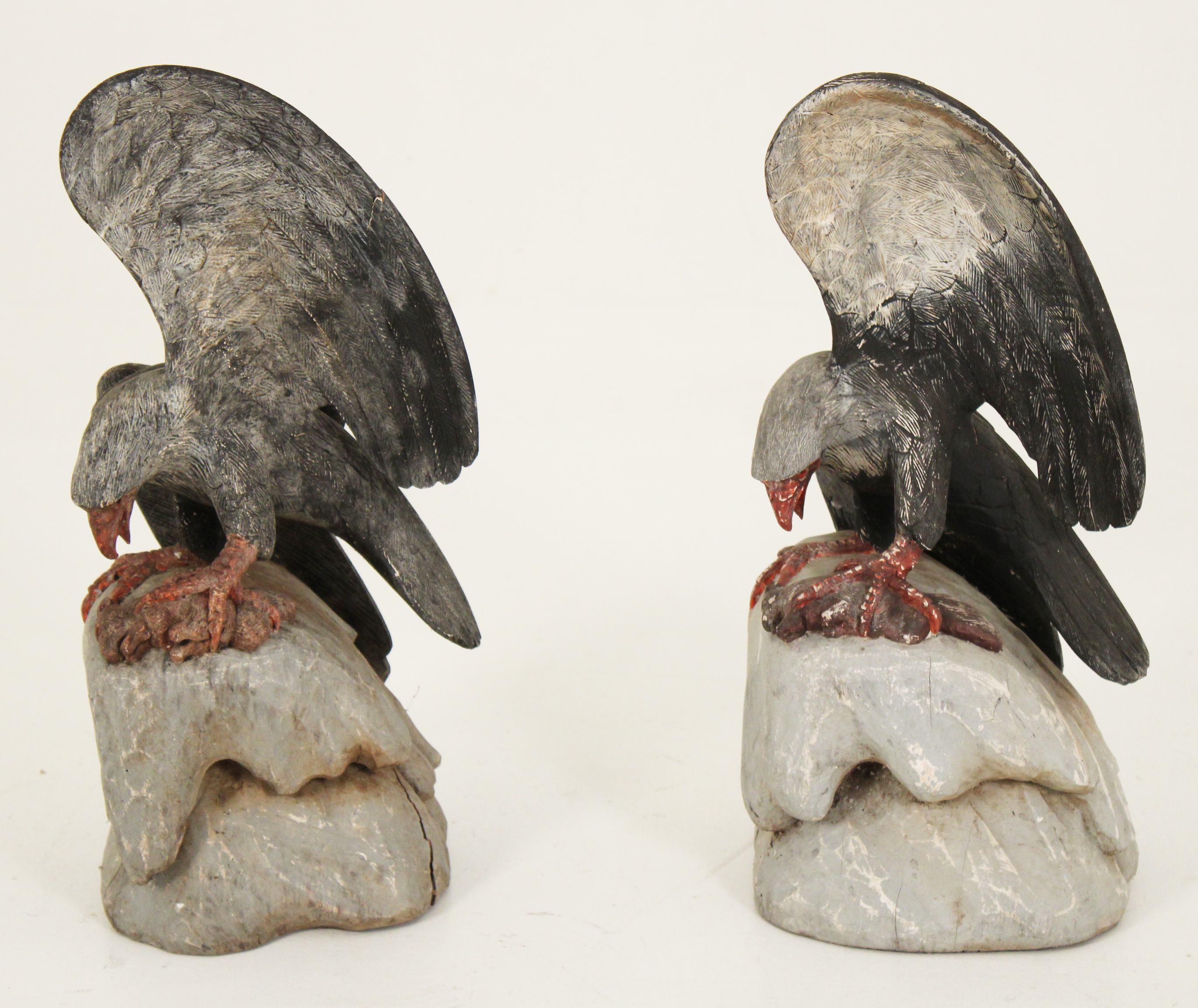 PAIR OF CARVED WOOD EAGLE STATUES