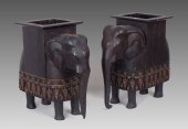PAIR OF CARVED WOOD ELEPHANT P