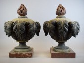 PAIR OF CARVED WOOD LIGHTED AR