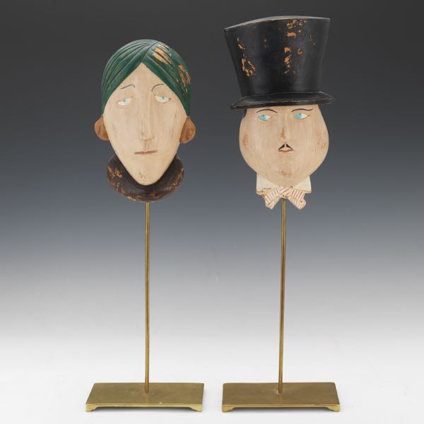 PAIR OF CARVED WOOD MASKS 