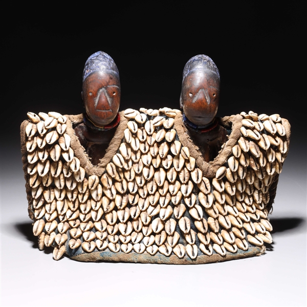 Pair of carved wood Nigerian
