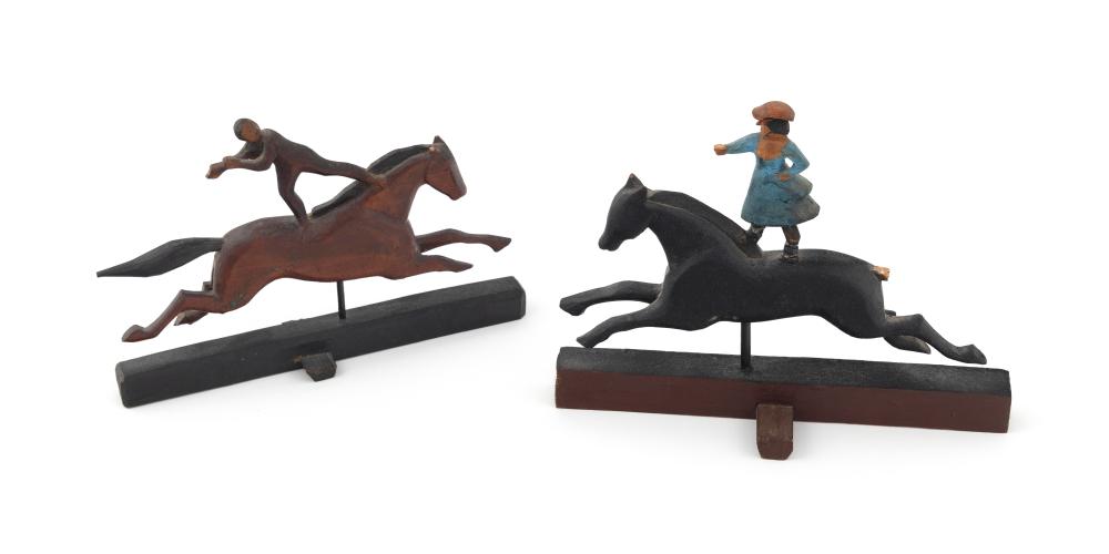 PAIR OF CARVED WOODEN ACROBATS ON