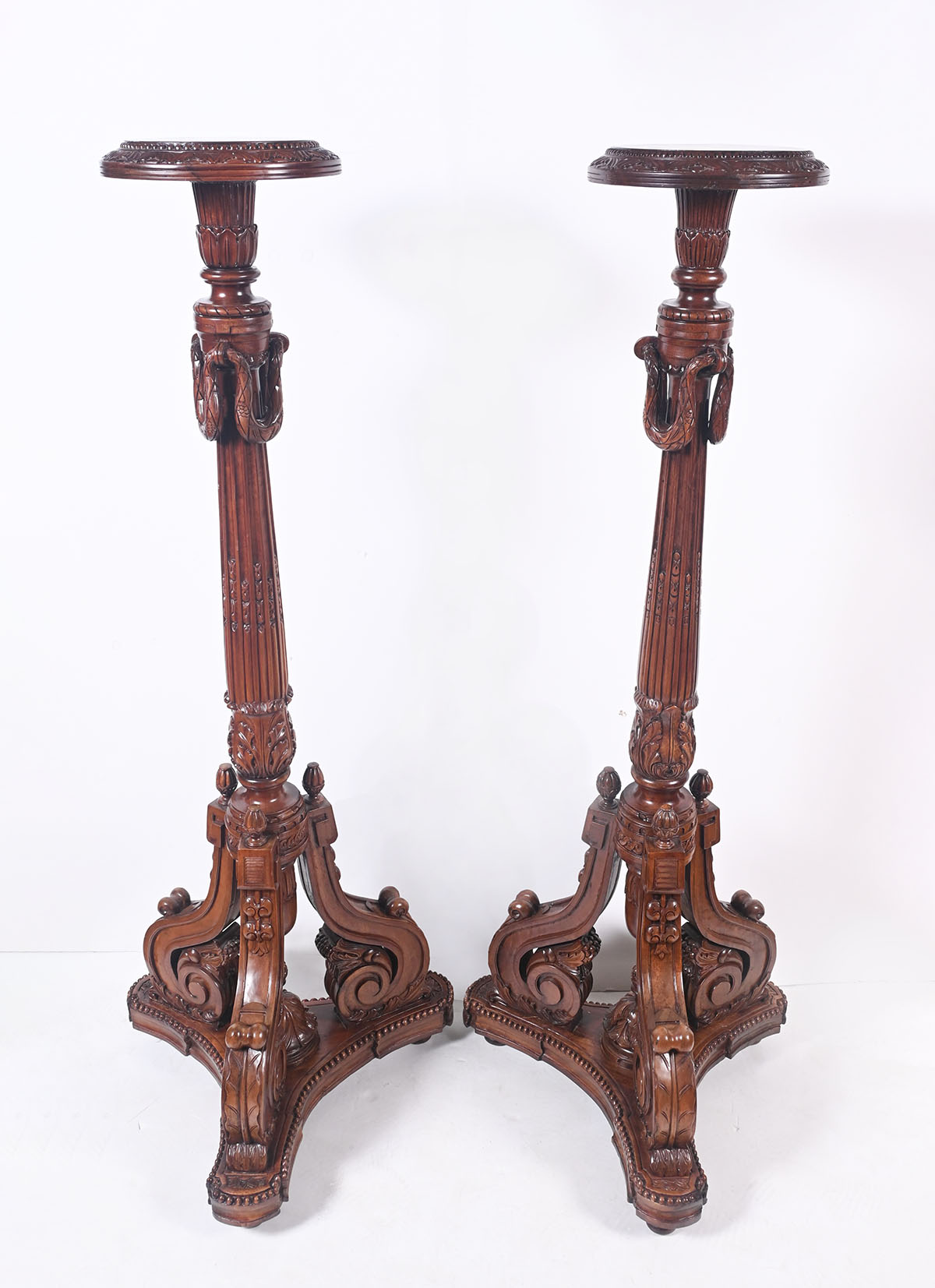 PAIR OF CARVED WOODEN FERN