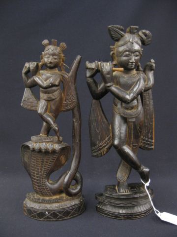 Pair of Carved Wooden Figurines