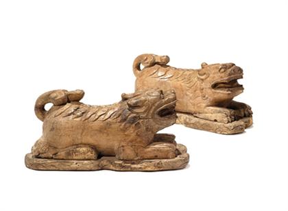 Pair of carved yumu temple