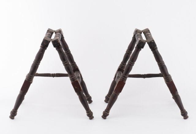 PAIR OF CASKET STANDS, QUEBEC, 19TH
