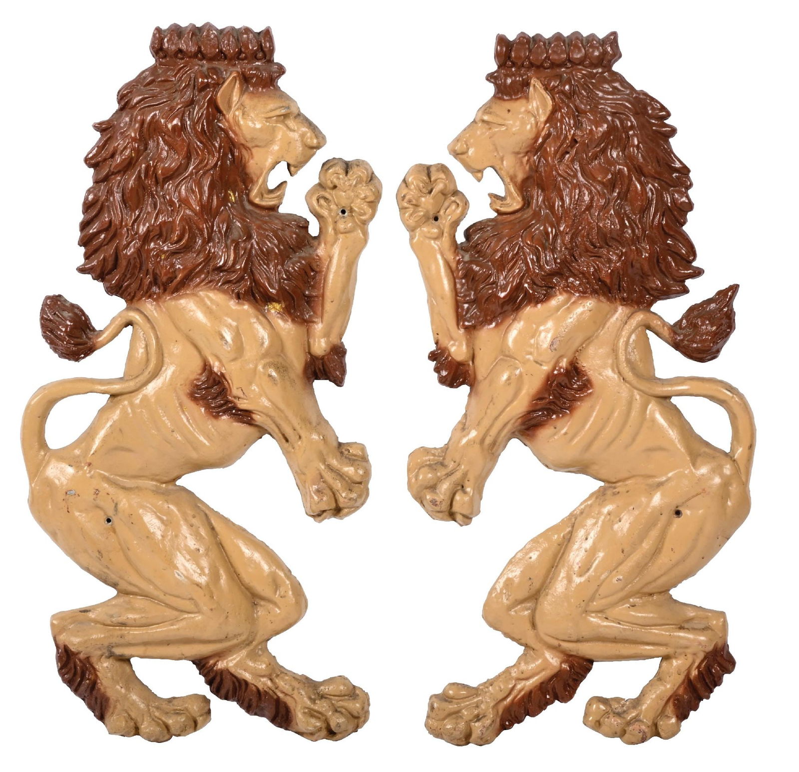 PAIR OF CAST ALUMINUM LIONS OUT