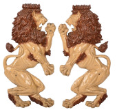PAIR OF CAST ALUMINUM LIONS OU