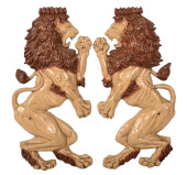PAIR OF CAST ALUMINUM LIONS OU