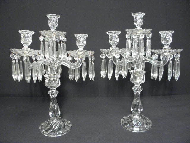 Pair of cast and cut crystal