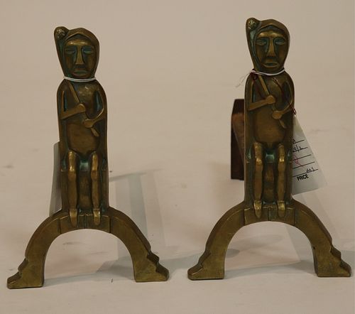 PAIR OF CAST BRASS FIGURAL